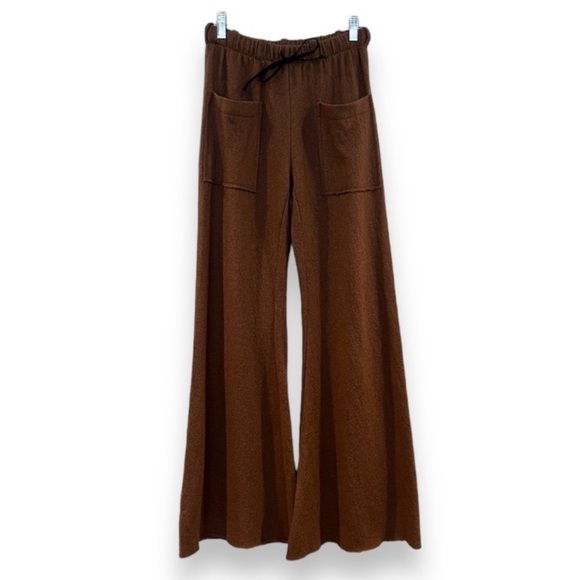 Hannes Roether 100% Wool Brown Knit Loungewear Casual Designer Flare Pants XS - Picture 1 of 9